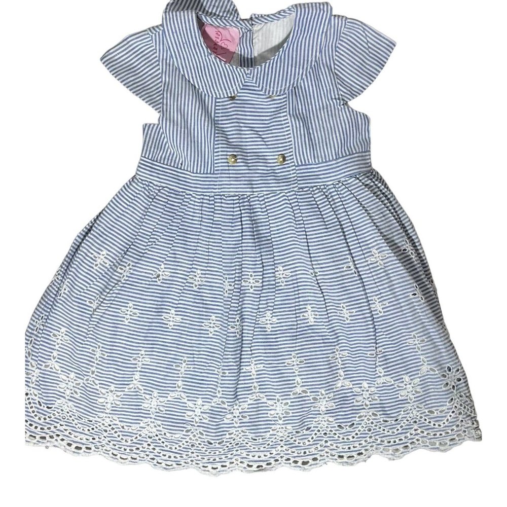 Cutey Couture 18-24m NWT blue white striped dress Easter eyelet